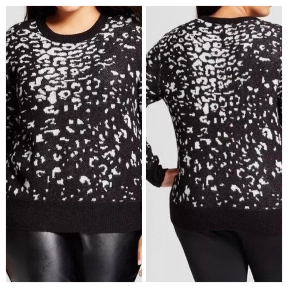 Ava&Viv With Wool Leopard Print B/W Sweater 4x. - image 1
